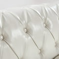 thumbnail image 6 of Chesterfield Sofa Faux Leather, PU Tufted 3 Seater Couch, Large Rolled Arm Sofa with Channel Tufted Seat Back for Living Room, White, 6 of 9