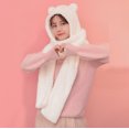 thumbnail image 6 of MIASHUI Women's Bear Ear Hat and Scarf Set Lined Winter Cap with Built-in Scarf Cute and Warm White, 6 of 8