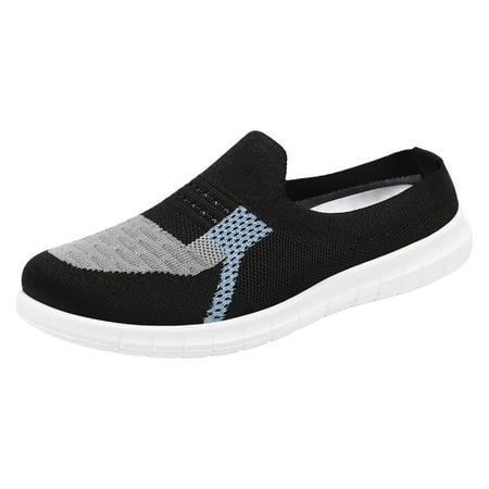 QYZEU Cute Sneakers for Women Casual Women Shoes Slip on Spring New Breathable Casual Half Slippers Mother s Shoes Shallow Slippers Walking Shoes Women Blue 39