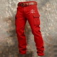 thumbnail image 5 of BUWTTED Mens Casual Pants Western Cargo Casual Work Trousers with Multiple Utility Pockets Outdoor Daily Wear Red Pants M, 5 of 5