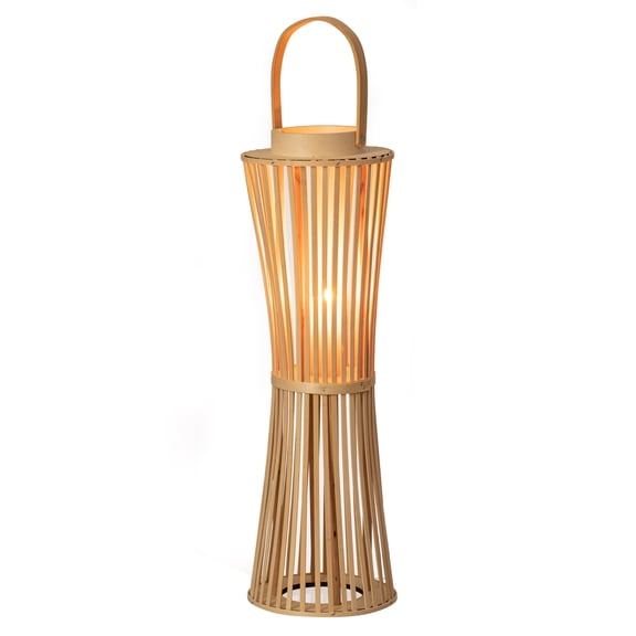 Wickerwise Vintage Decorative Candle Holder with Handle Handcrafted Lantern Accent for Indoor and Outdoor Use Ideal for Patio Garden Living Room Dining Area Wedding Party & Special Events, Large