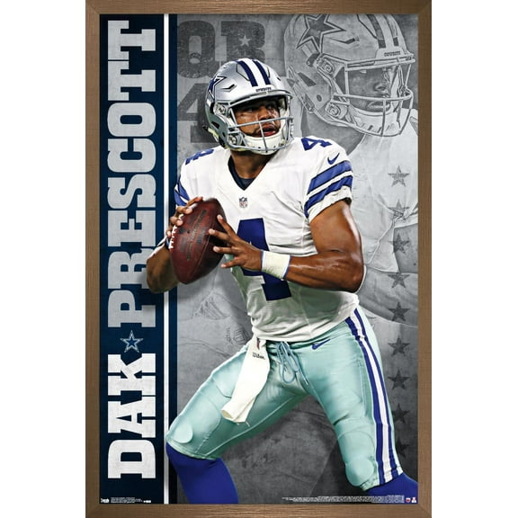 NFL Dallas Cowboys - Dak Prescott 16 Wall Poster, 22.375" x 34", Framed