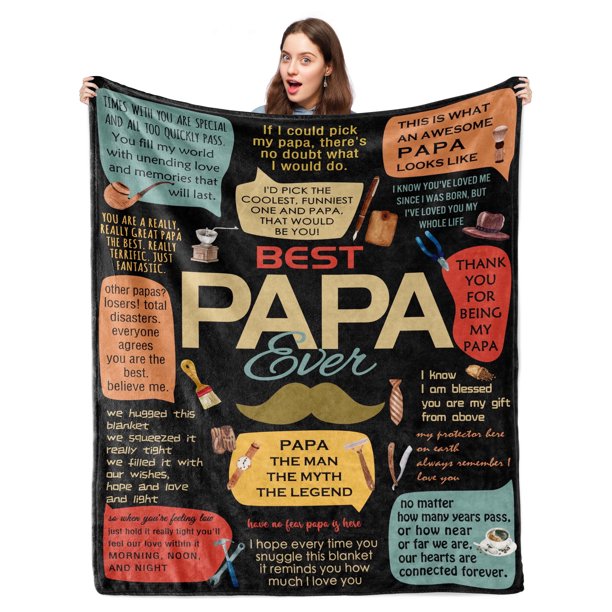 LHSHID Grandpa Gifts Papa Gifts Birthday Gifts from Grandchildren Papa Grandfather Gift Birthday Gift Christmas Fleece Blanket 50x60in