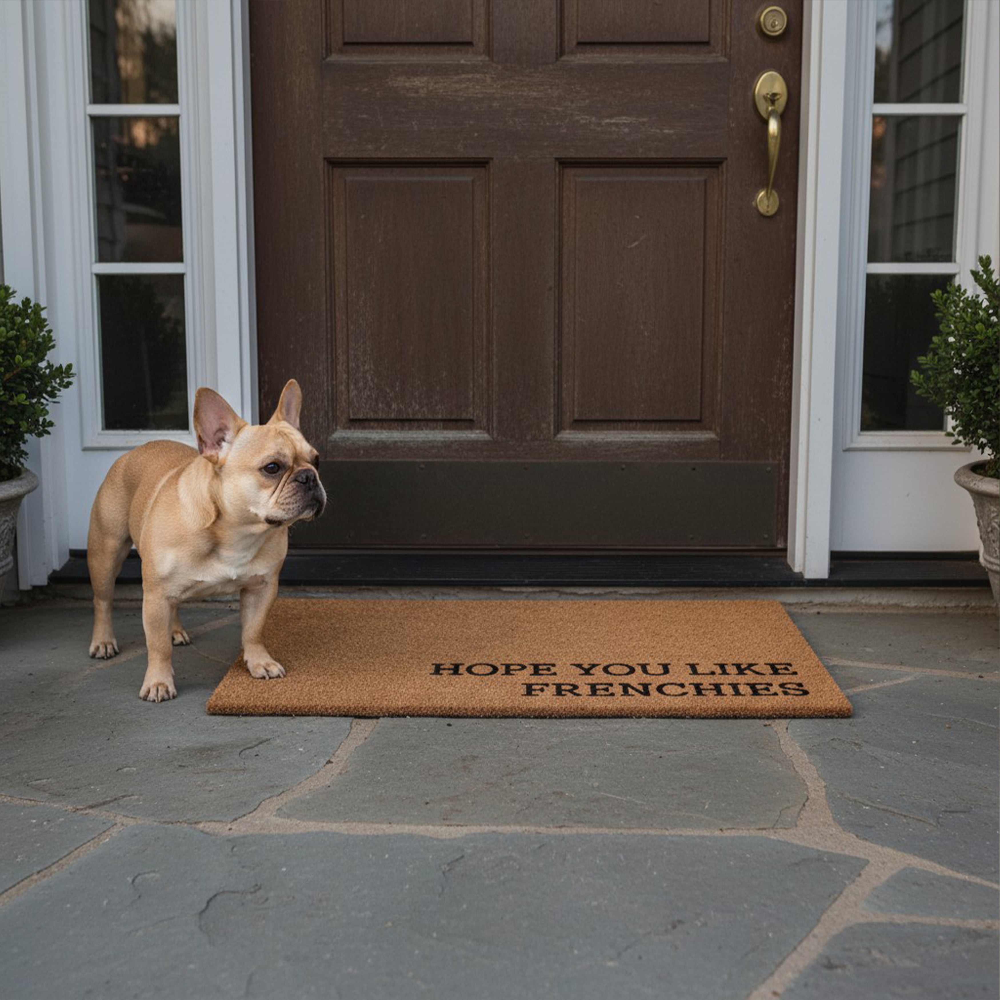 Hope You Like Frenchies Non Slip Vinyl Backing, Front Door Mat, Entryway Door Mat, 24"x36"