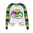 thumbnail image 2 of Rciityk Purple Women's Mardi Gras Printed Sweatshirts Crew Neck Long Sleeve Pullover Top Fall Casual Loose Comfortable Blouse, 2 of 6