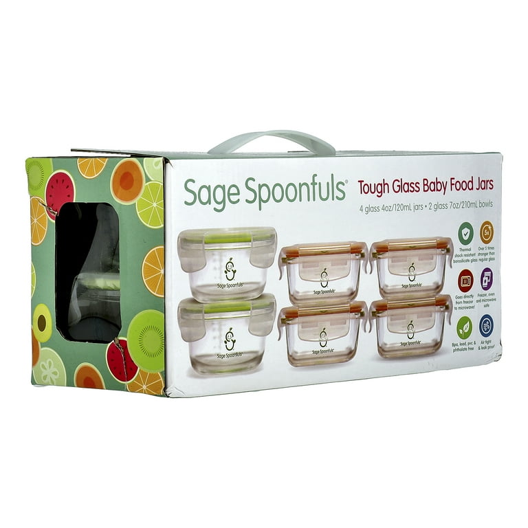 Sage Spoonfuls Glass Baby Food Containers Pack, 4oz 7oz