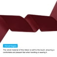 thumbnail image 3 of Uxcell Velvet Ribbon Gift Wrapping 2" x 5 Yard Wine Red Single Face Velvet, 3 of 5