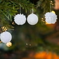 thumbnail image 5 of 12PCS White Christmas Tree Ornaments Set, 8cm Lace Trim Shatterproof Balls with Mixed Designs for Holiday Home Office Party Decorations, 5 of 9