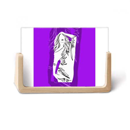 Purple Plump Long Hair Woman Photo Wooden Photo Frame Tabletop Display