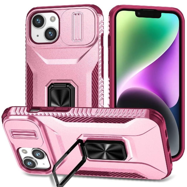 Funda para GANGXUN iPhone 13 - Soporte metálico, Función magnética, Rosa