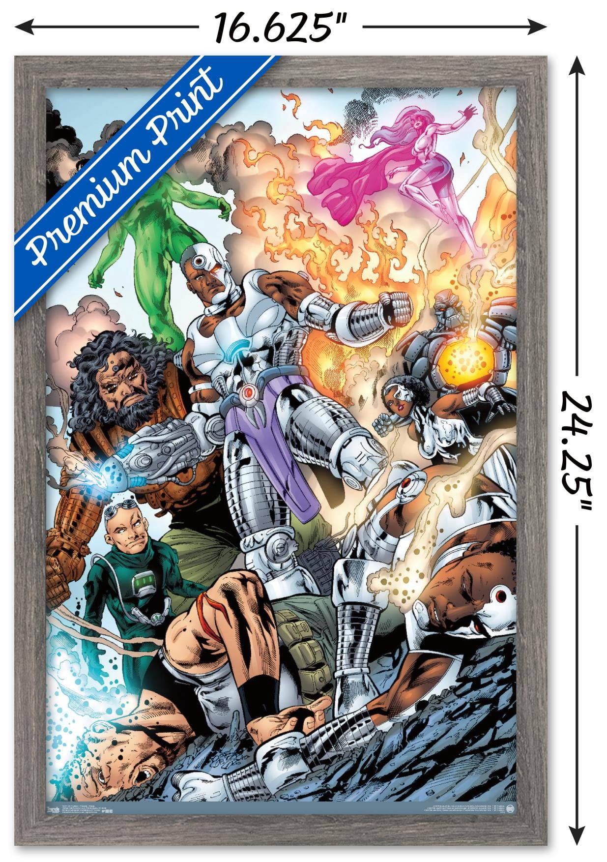 DC Comics - Cyborg - Group Wall Poster, 14.725" x 22.375", Framed