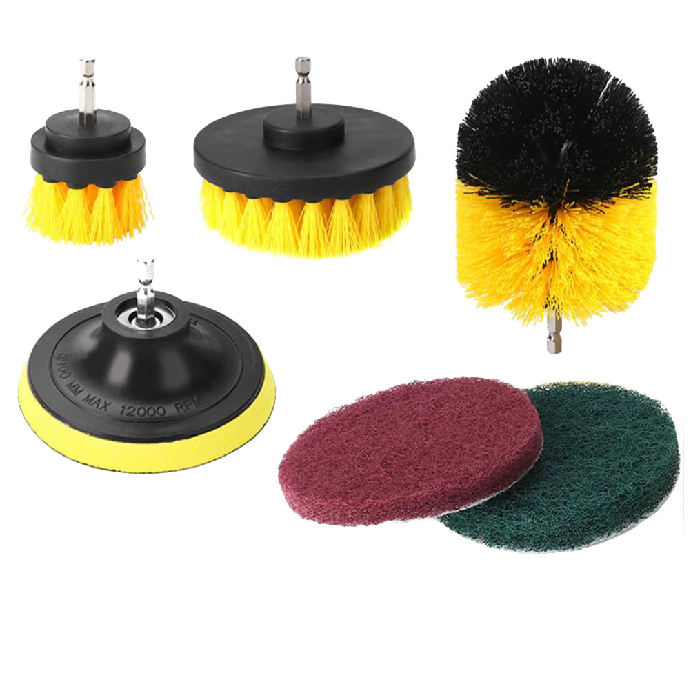 NUOLUX Brush Drill Cleaning Kit Scrubber Set Scrub Power Electric Grout Heads Rotary Bit Head