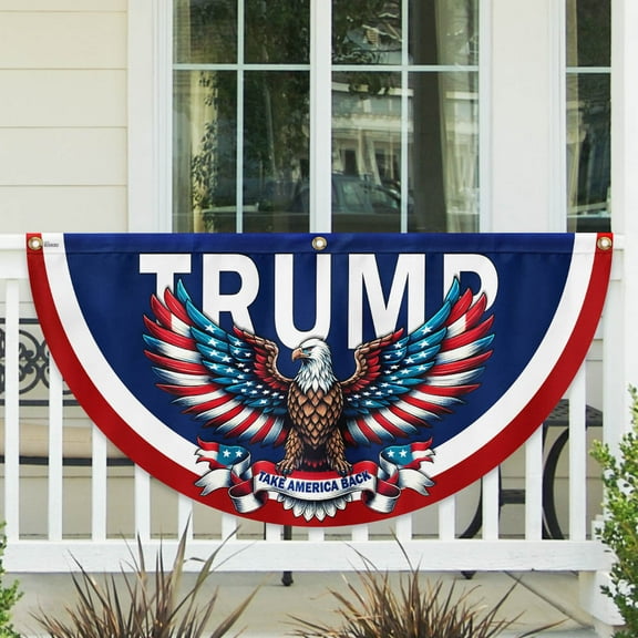 Trump 2024 Take America Back Eagle Non-Pleated Fan Flag 1.5x3 ft, 1 Pack Suitable for Outdoor and Indoor