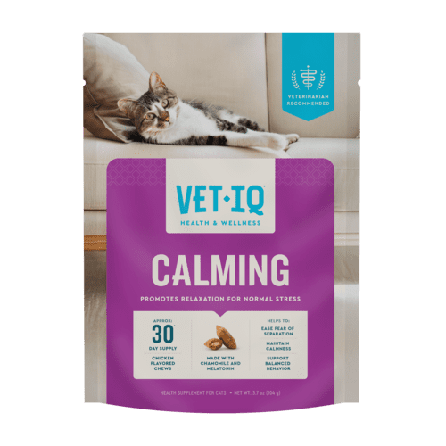Vet IQ Calming Health Supplement for Cats, Chicken Flavored Crunchy Chews, Approx. 30 Day Supply