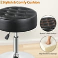 thumbnail image 3 of HomGarden Tufted Adjustable Vanity Stool Modern 360° Swivel Makeup Ottoman Stool PU Leather Black, 3 of 11