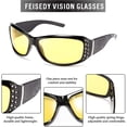 thumbnail image 5 of FEISEDY Women Yellow Sunglasses Wrap Around Anti Glare Driving Night Glasses B2547, 5 of 12