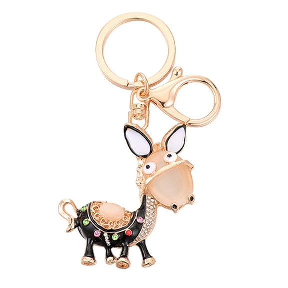 HUONA Bling Cute Donkey Car Keychain Key Chain Crystal Rhinestone Keyring Charm Purse Pendant Handbag Decor Gift Black