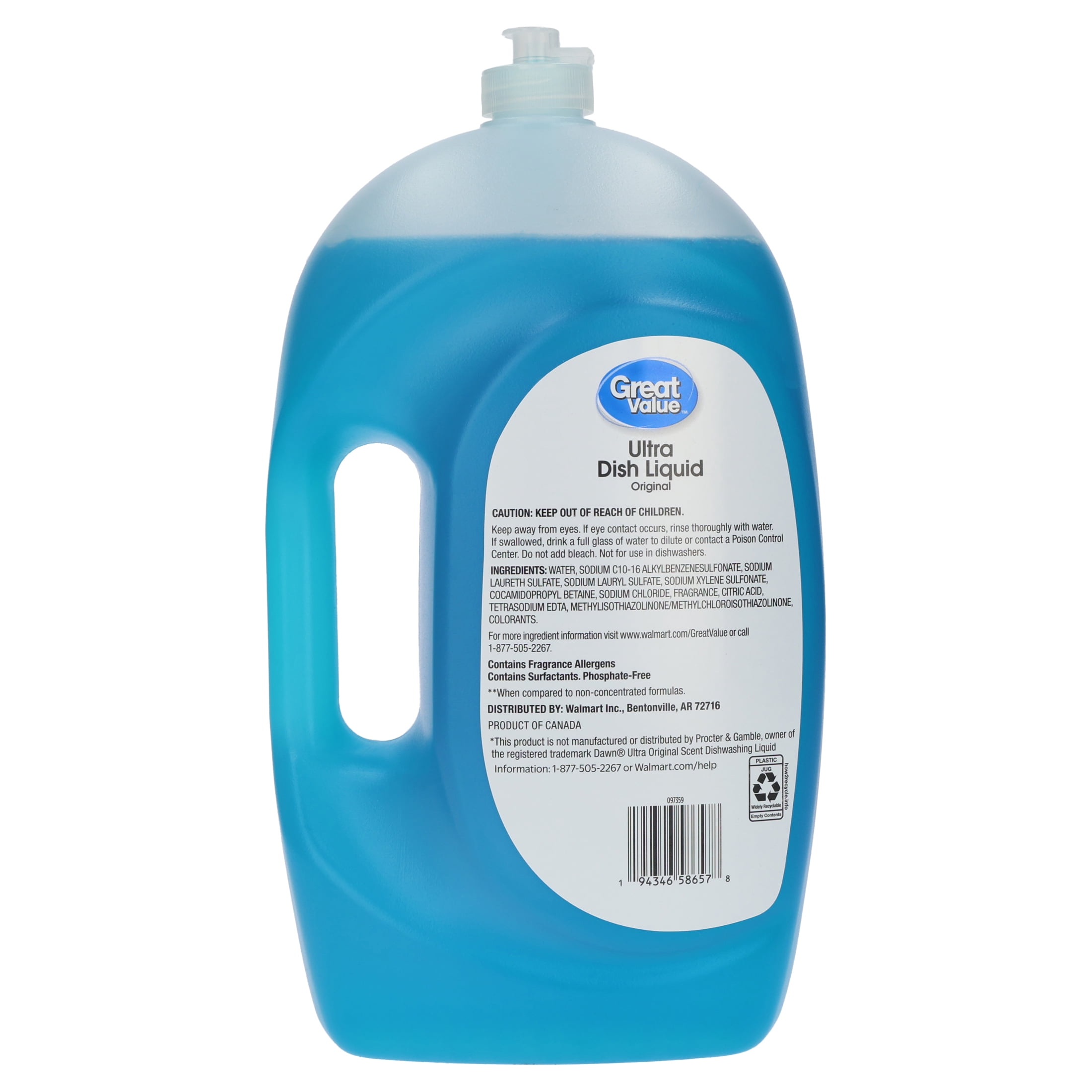(2 pack) Great Value Ultra Original Dish Liquid, 70 fl oz