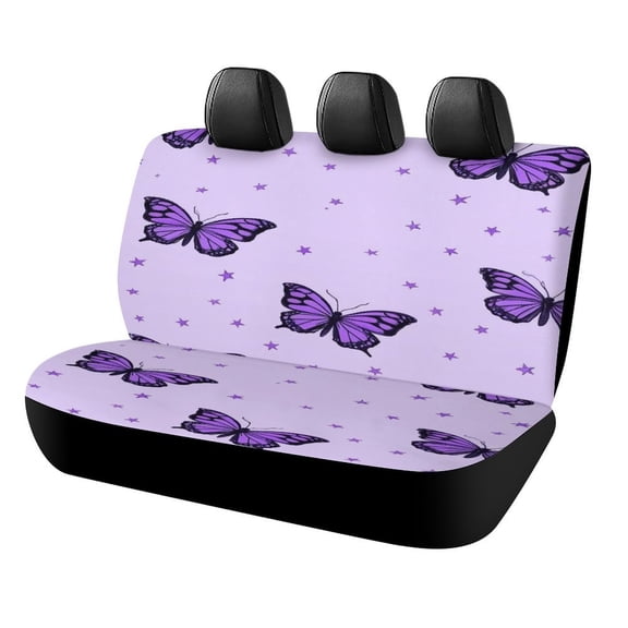 Dreamy Purple Butterfly Pattern (75)-2 Car Rear Seat Covers,Bench Back Seat Cover , Easy to Install Universal Fit for Cars Trucks Vans And SUVs