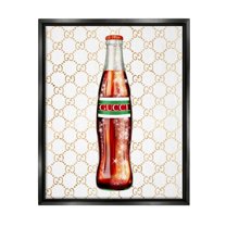 Stupell Industries Stylish Cola Bottle Kitchen Glam Fashion Pattern Graphic Art Jet Black Floating Framed Canvas Print Wall Art, Design by Ziwei Li