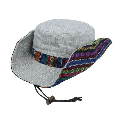WITHMOONS Mens Wide Brim Boonie Bush Hat Aztec Pattern Outdoor Fishing Bucket Hat KR81416 (Grey)