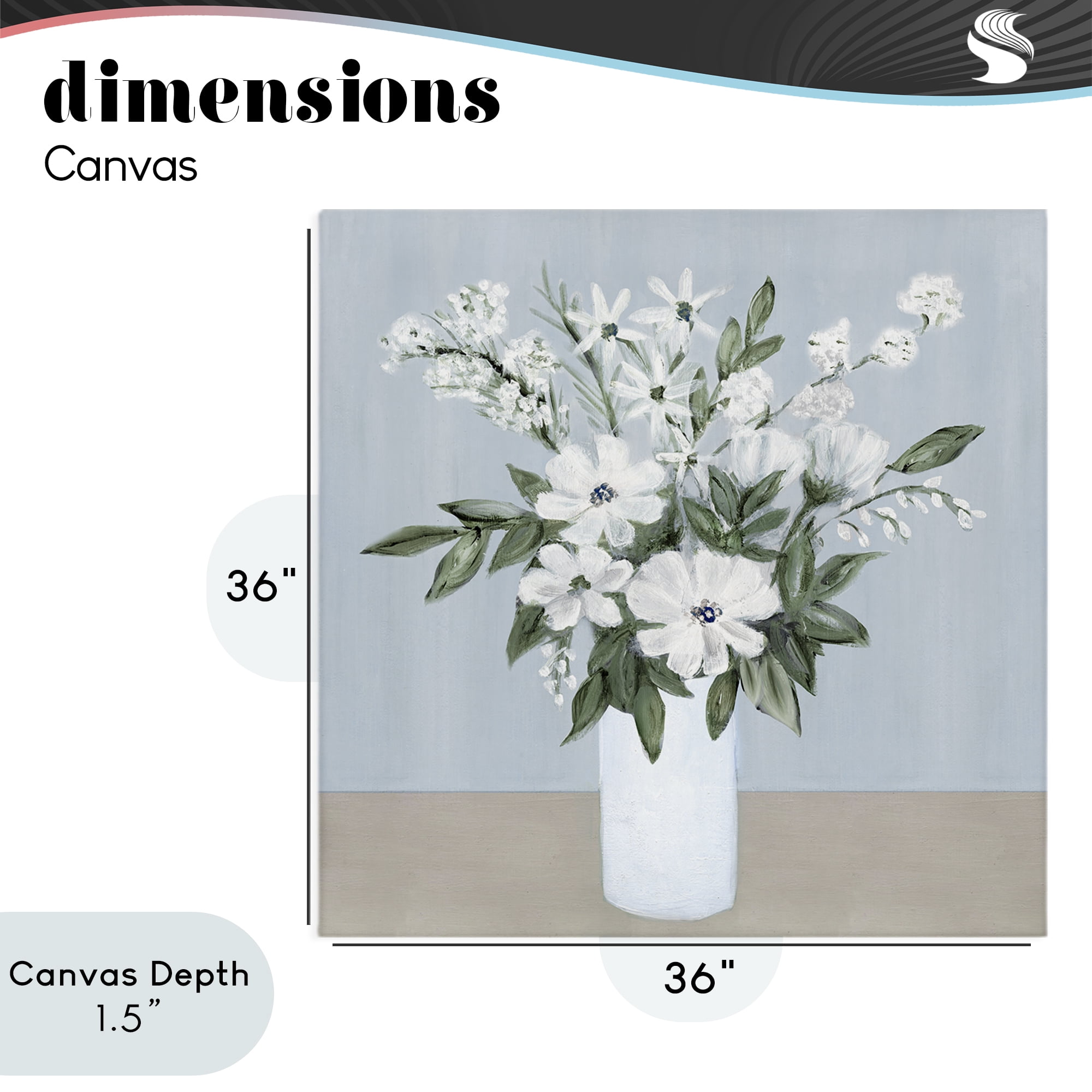 Stupell Industries Mixed White Blooms on Blue Canvas Wall Art, design by Marilyn Dunlap