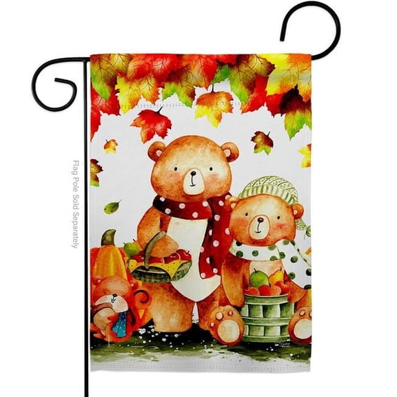 Angeleno Heritage G135587-BO 13 x 18.5 in. Autumn Bears Garden Flag with Fall Harvest & Double-Sided Decorative Vertical Flags House Decoration Banner Yard Gift