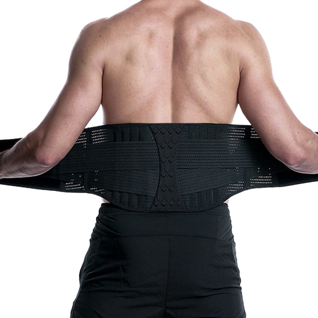 TOUMENY Waist Support Belt with Spine Support, XL Breathable Back Support Belt for Posture Correction, 8 Pressure Strip Steel Spine Back Brace for Lower Back Pain Relief, Mesh Waist Cincher for Men