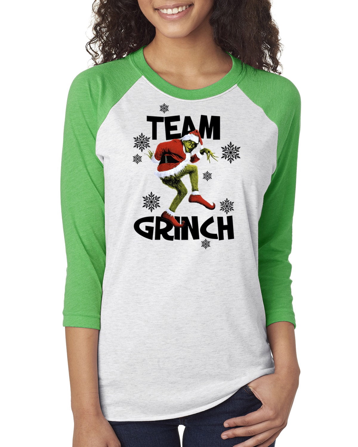 D&L Tees - Team Grinch Christmas Shirt Women Graphic Tees 3/4 Raglan Sleeve - Walmart.com 