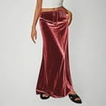 thumbnail image 2 of Miluxas Velvet Skirt for Women Elegant High Waisted A Line Velvet Skirts Midi Bodycon Skirt Red L(L), 2 of 6