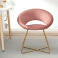 thumbnail image 2 of Velvet Dining Chair, Upholstered Low Back Accent Chair Modern Vanity Chair with Golden Legs Non-slip Side Chair for Kitchen, Living Room, Makeup Room - Pink, 2 of 10