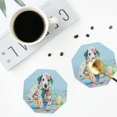 thumbnail image 4 of Naloa A Funny Little Dalmatian Puppy Leather Coasters for Drinks, Durable Drink Coasters 4 Set for Tabletop Protection, Luxurious Home Décor and Housewarming Gift ( {designName})Octagon, 4 of 6