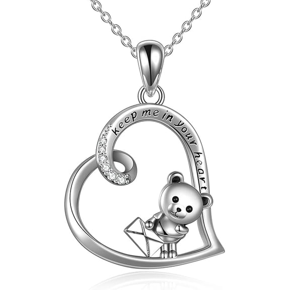 JUSORA Cat/Mermaid/Bear/Panda/Bunny Necklace Sterling Silver Animal Necklace I Love You to The Moon and Back Mother Daughter Necklace Jewelry for Women her
