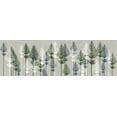 thumbnail image 2 of Fab Funky 18x8 White Modern Wood Framed Museum Art Print Titled - Leafy Pines, French Blue and Moss, 2 of 4