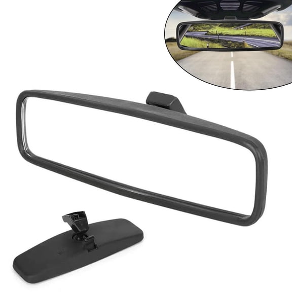 Universal Car Interior Rear View Mirror with Suction Pad - Large Windshield Driving Mirror, Easy Install
