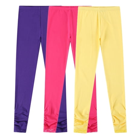 Bienzoe Girl s Knit Cotton Stretch School Uniform 3 Leggings Pack Lt 8