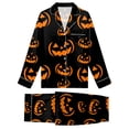 thumbnail image 2 of mgoYE Halloween Family Matching Pajamas Set Button Down Pumpkin Print, 2 of 9