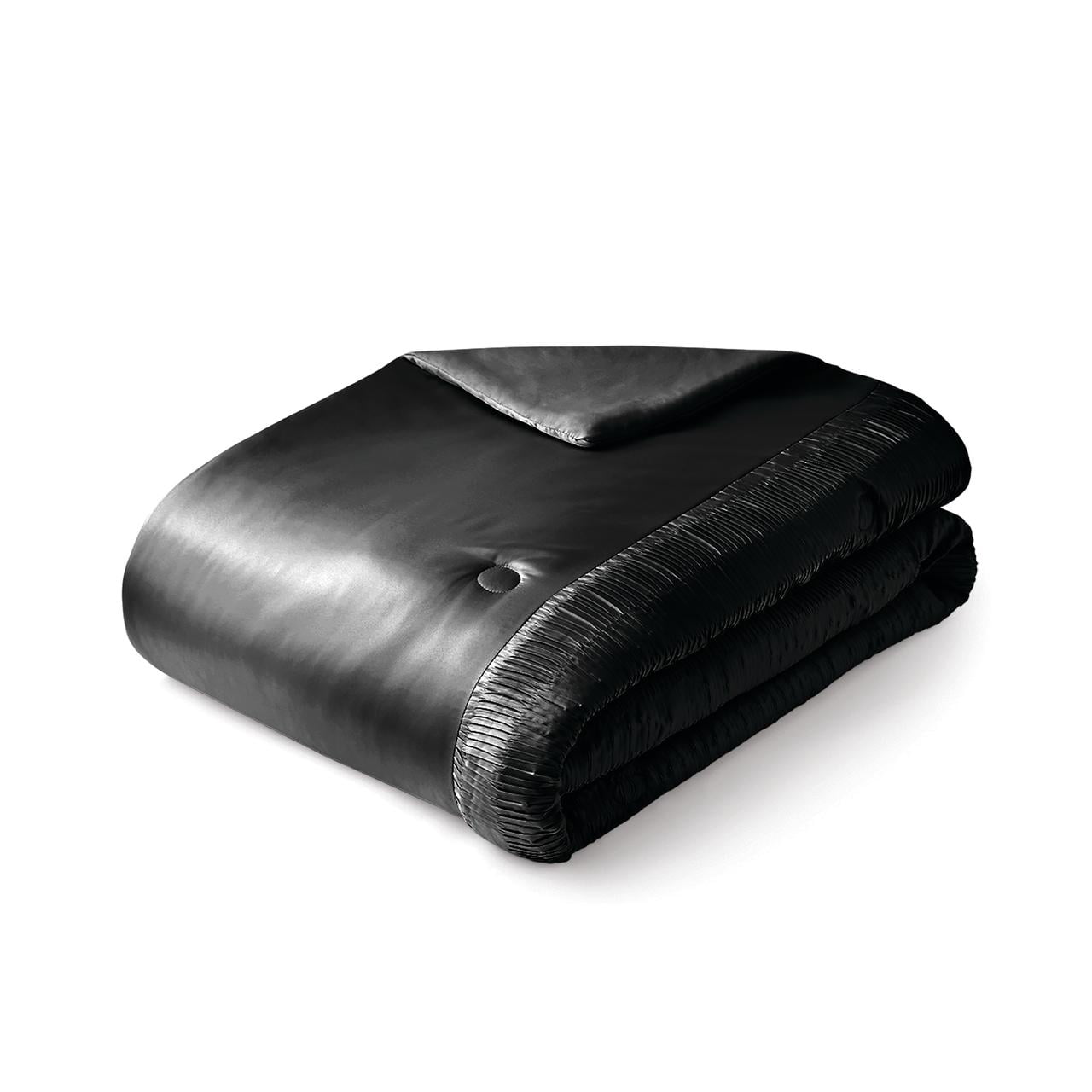Mainstays 11-Piece Bed in a Bag Comforter Set with Sheets, Black Satin, Full, Unisex