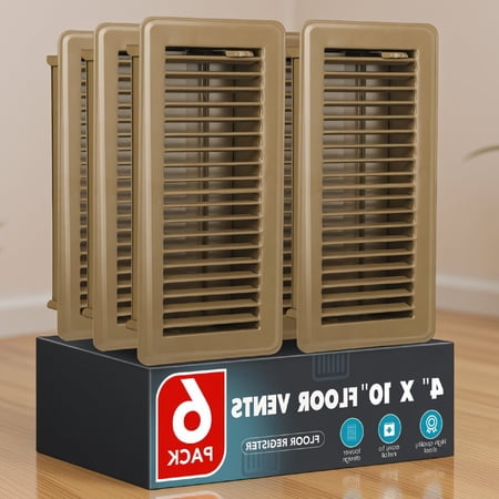 6 Pack 4x10 Inch Brown Floor Register Vent Covers Heavy Duty Steel Walkable Floor Vents for Home and Office