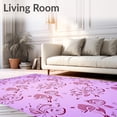 thumbnail image 2 of ODIKA 2'x3' Machine Washable Non-Slip Area Rug, Blossom Tree Skirt with Romantic Floral Valentine Motifs High Traffic Rug with Pad, Purple, 631797, 2 of 8