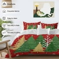 thumbnail image 3 of Christmas Tree Comforter Set California King Size, Winter Snowflakes Green Gold Tree Watercolor Red Bottom Soft Bedding Set for Man Woman, 4 Pieces Duvet Cover Set with Fitted Sheet, 2 Pillowcases, 3 of 9