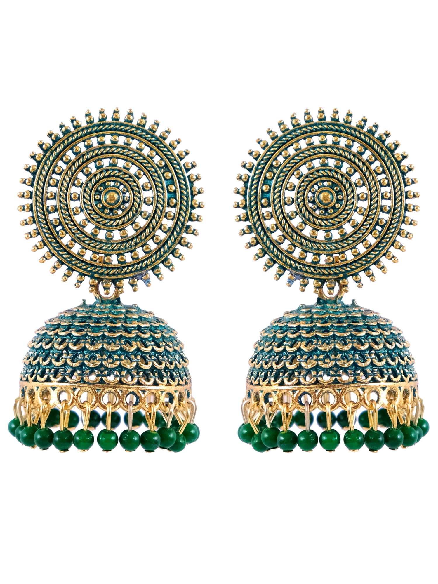 Amazon.com: Crunchy Fashion Bollywood Traditional Indian Wedding Gold White  Jhumka Earrings for women: Clothing, Shoes & Jewelry