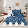 thumbnail image 3 of Homewish Navy Dog Paw Bone Queen Comforter Set,Cartoon Pet Themed Comforter Sets Queen,Polkadot Reversible,3-Piece,1 Comforter and 2 Pillowcases, 3 of 7