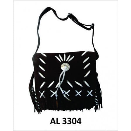 Ladies Black Oiled Cowhide - Ladies Girls Fashion Motorcycle Heavy Duty Western Style Black Suede Cowhide Leather Handbag With Bones & Fringe