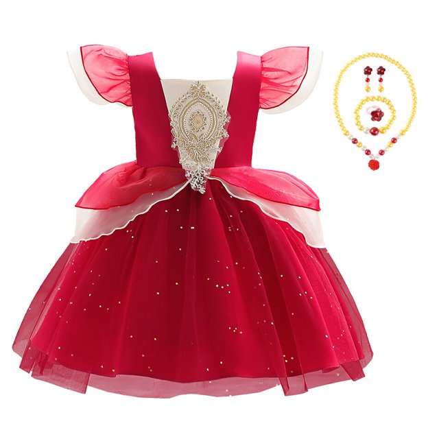 Vestido de novia para niñas de 2 a 10 años, encaje de lentejuelas, tul, princesa, tutú, fiesta elegante, noche, vestido de graduación Formal, ropa 3-4T (Etiqueta 110) Gao Jinjia LED