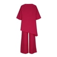 thumbnail image 4 of RKSTN Lounge Ensembles pour Femmes Ensembles en Lin Flammé pour Femmes 2 Pcs Col Ras du Cou Manches Courtes Coupe Ample Ensembles Décontractés, 4 of 7