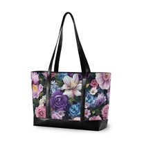 FORMRS Laptop Tote Bag for Women with 15.6" Computer Compartments Handbag, Pink and Purple Flowers