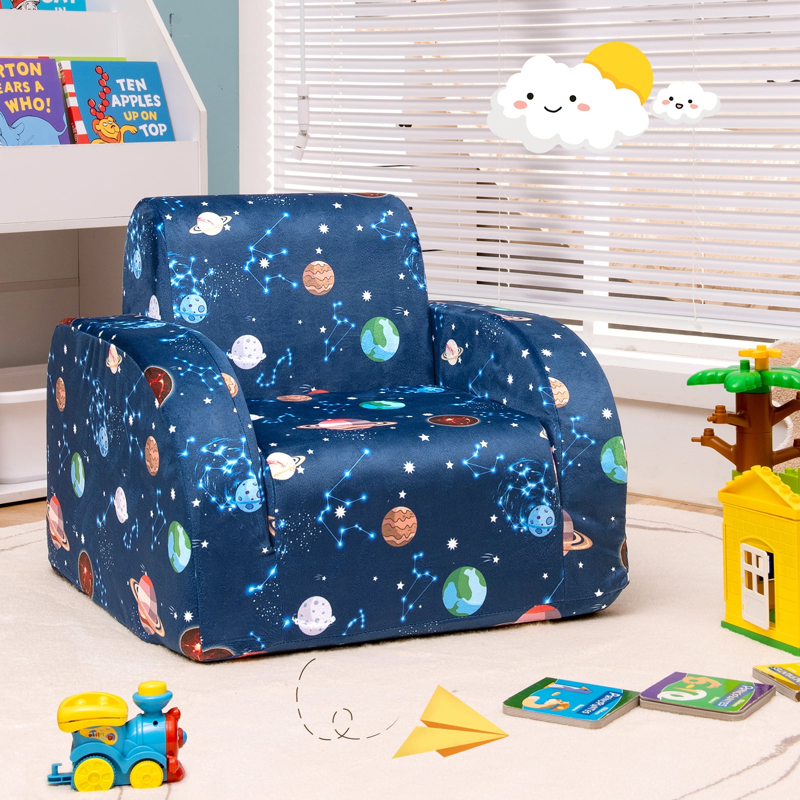 Infans 3-in-1 Convertible Kid Sofa Bed Flip-Out Chair Lounger for Toddler Blue