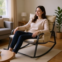 Atumcto Rocking Lounge Chair, 35.4" Extra-Wide, Off White Cushion, Indoor/Outdoor