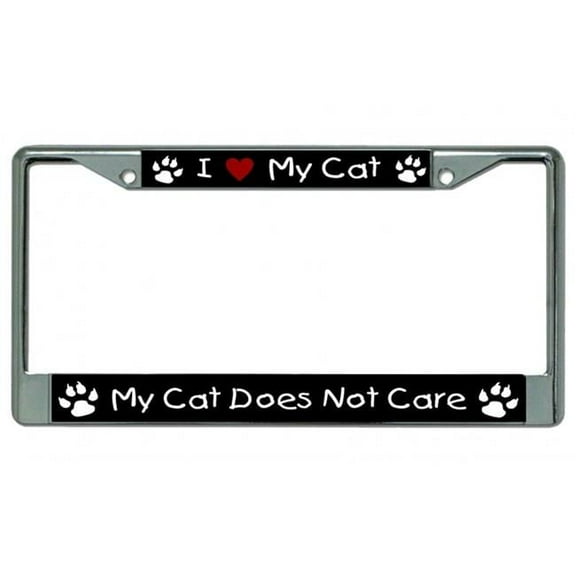 I Heart My Cat Chrome License Plate Frame